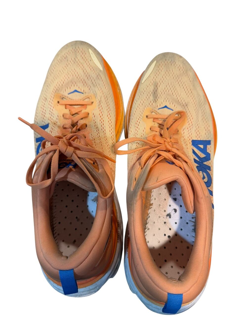 HOKA Bondi 8 Men’s 13 Orange Blue Running Shoes Sneakers